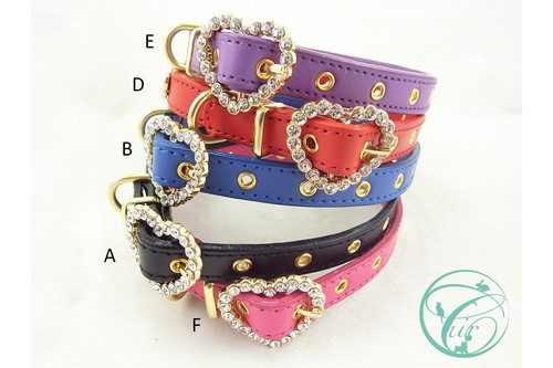 Heart Inlaid With Rhinestones Dog Collars