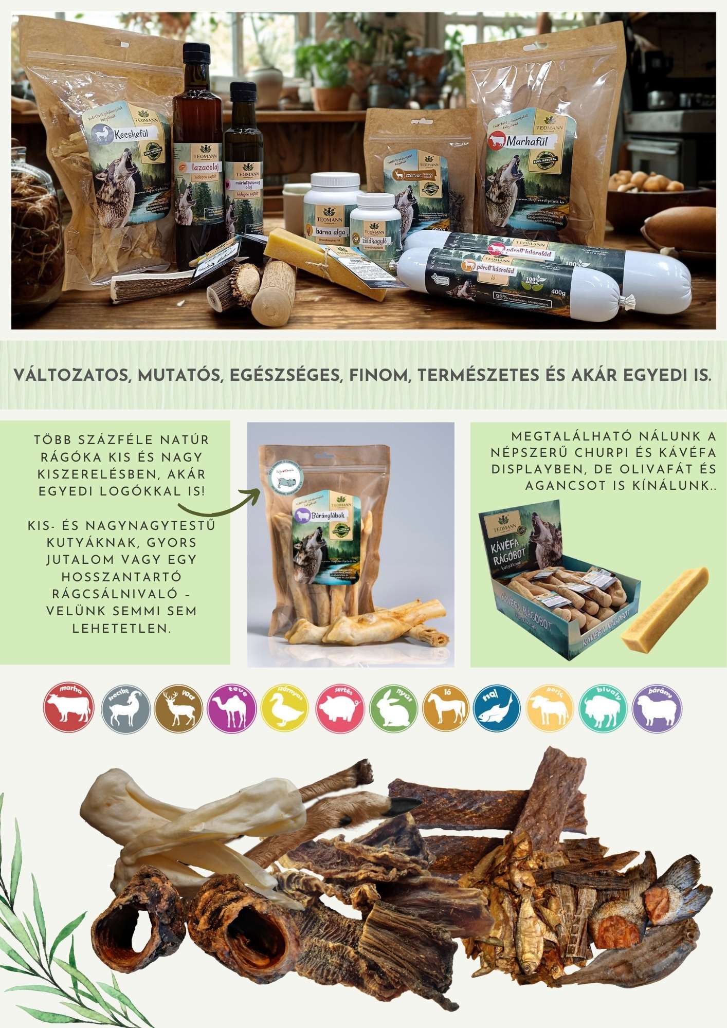 Natural dog treats and suppliments for retailers www.teomann.com